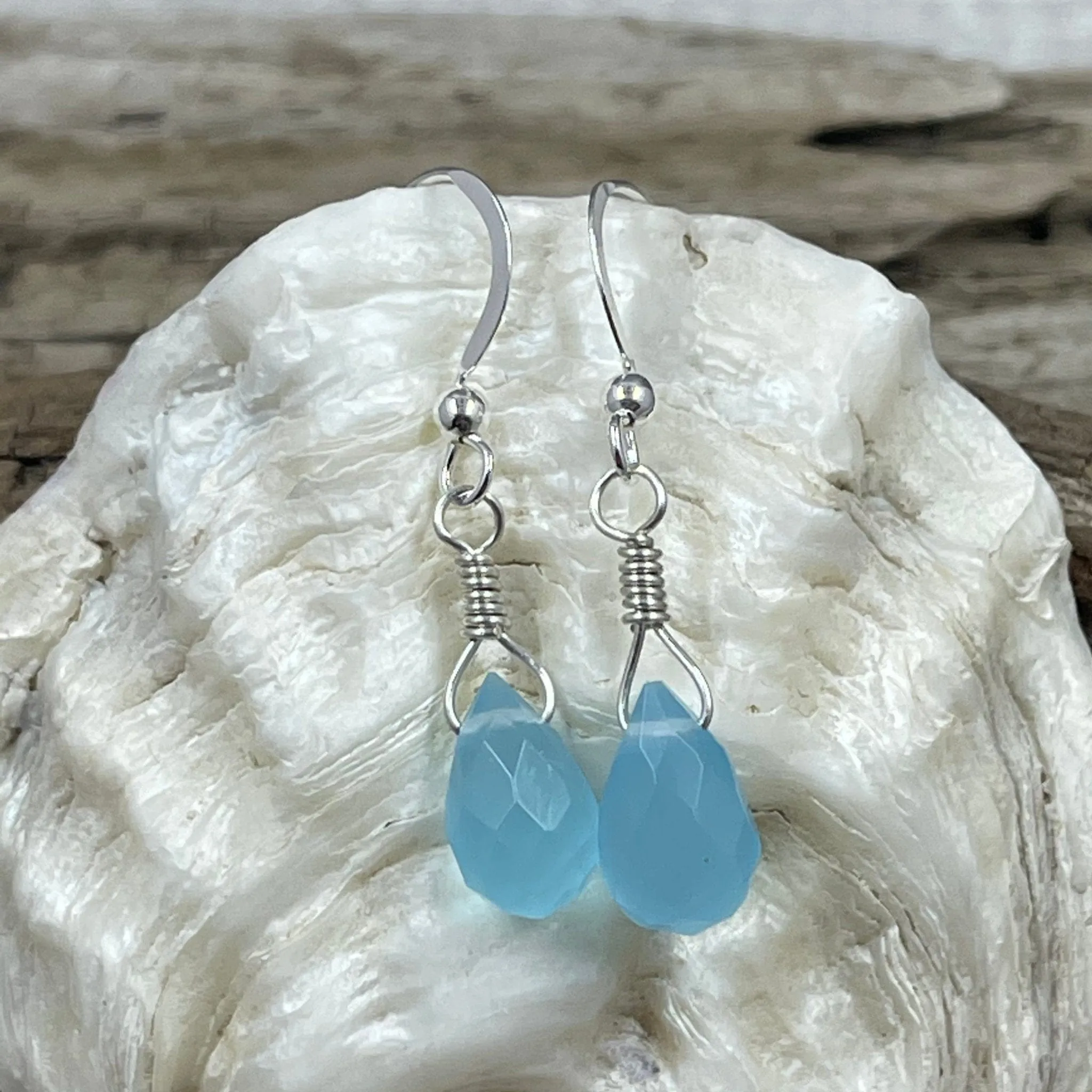 Sea Green/Blue Jade Briolette Earrings