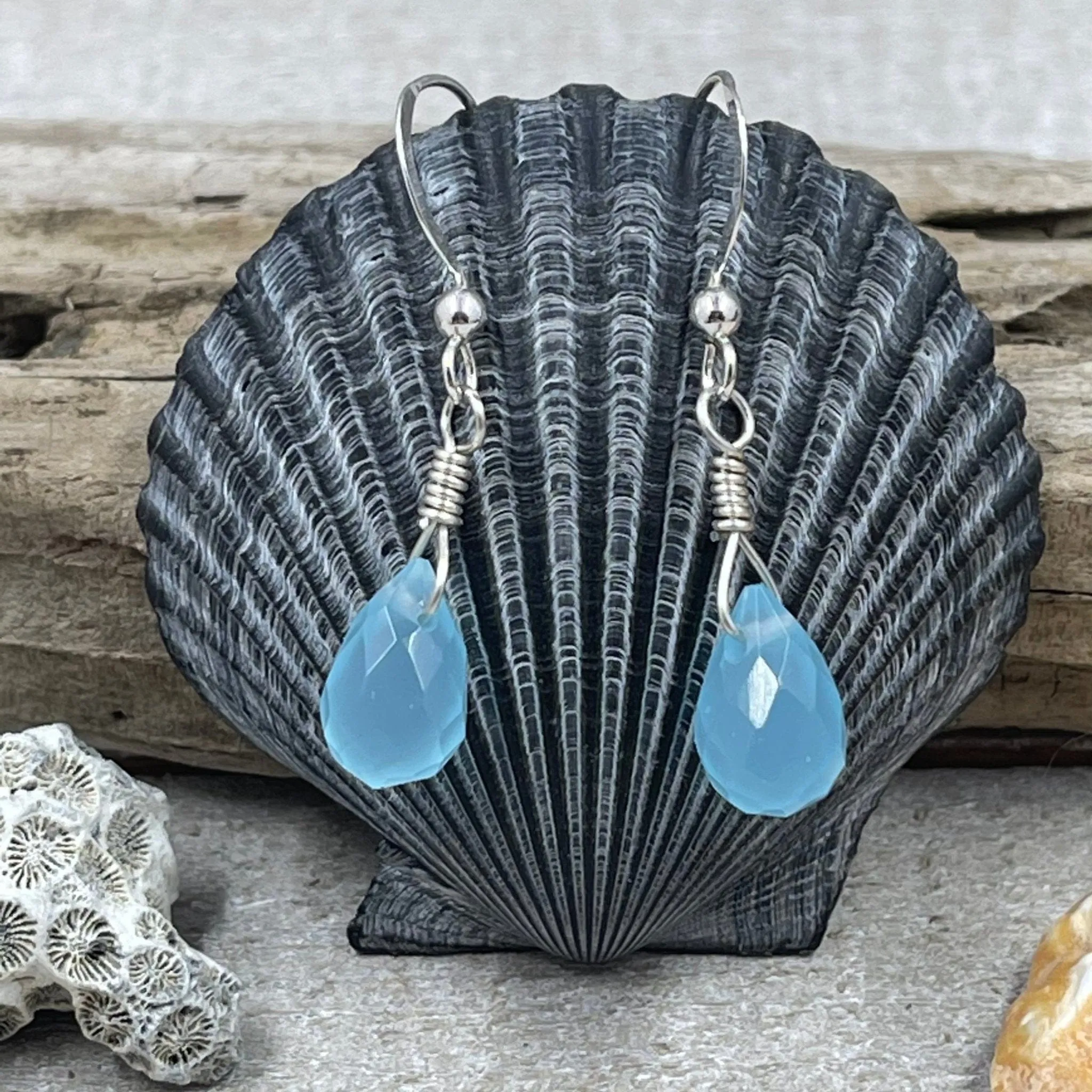 Sea Green/Blue Jade Briolette Earrings
