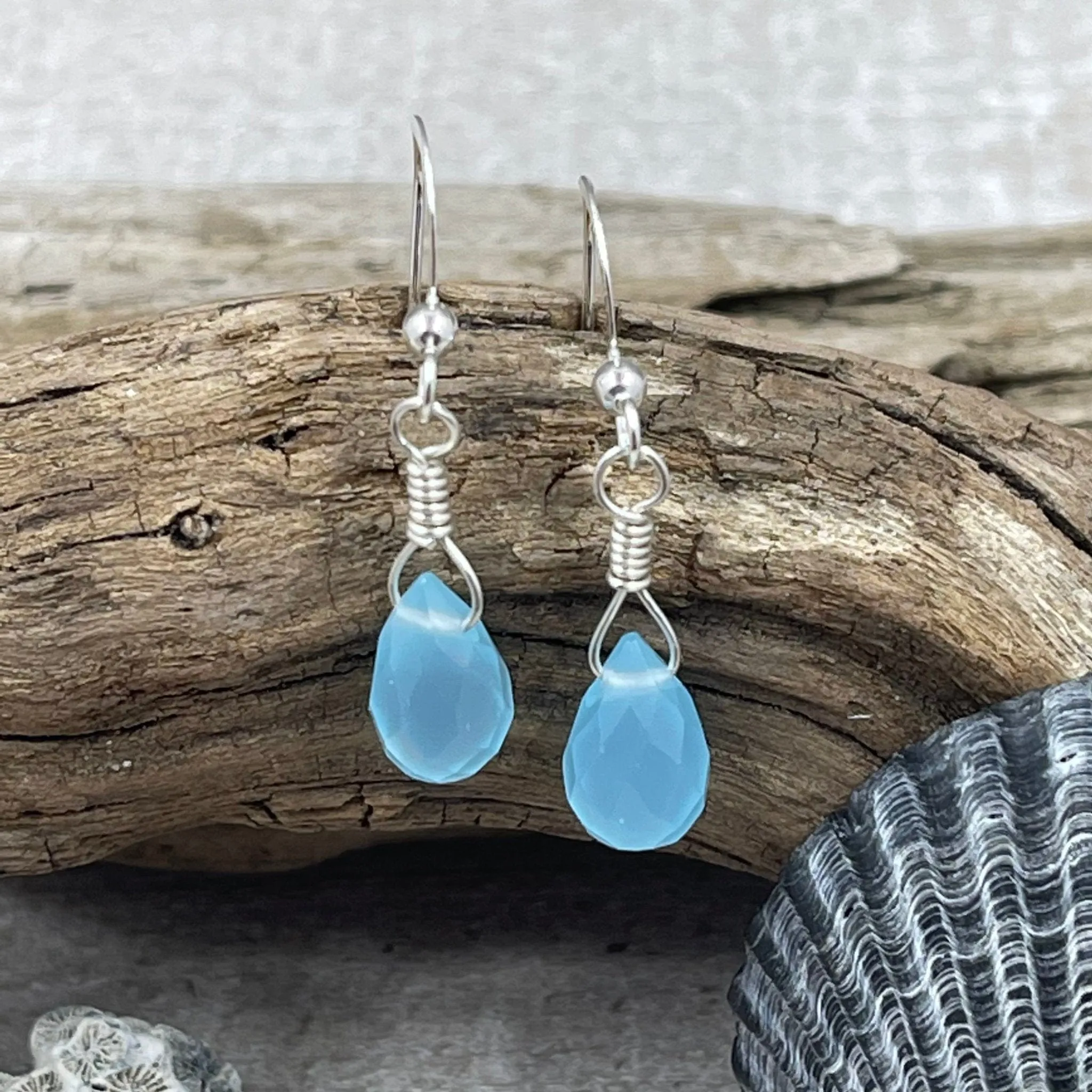Sea Green/Blue Jade Briolette Earrings