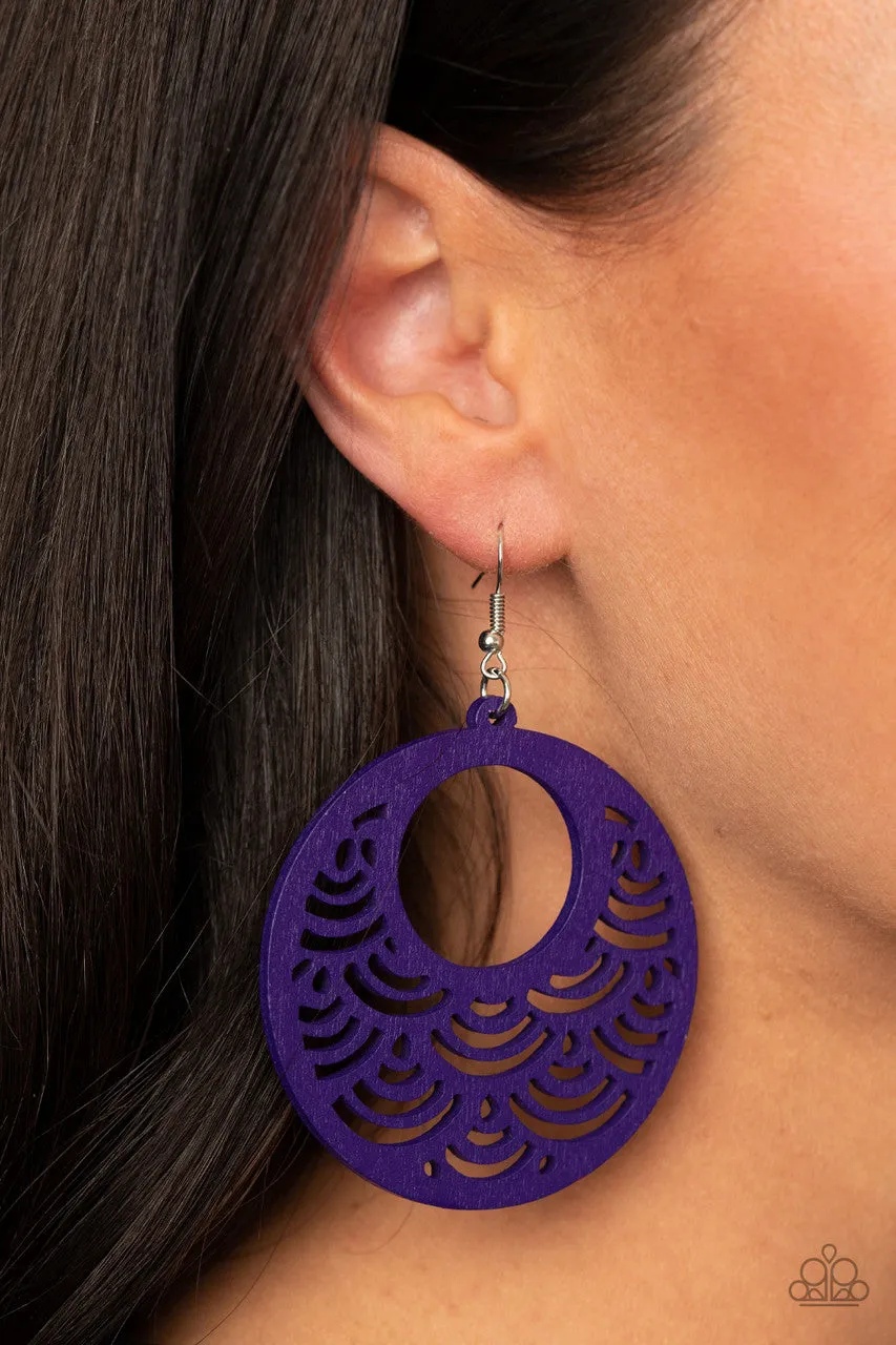 SEA le Vie! - Purple - Wooden Paparazzi Fishhook Earrings