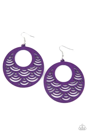 SEA le Vie! - Purple - Wooden Paparazzi Fishhook Earrings