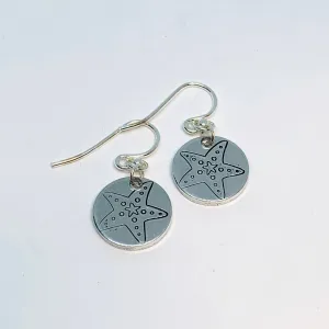 Sea Star Starfish - Hand Stamped Earrings