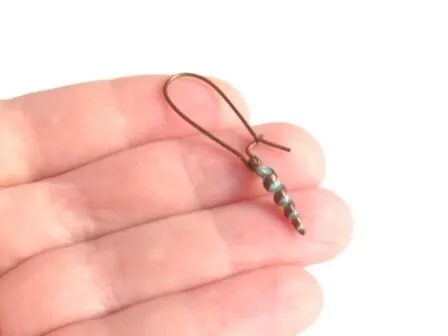 Seashell Earrings, copper shell, bronze shell, aged copper earring, patina earring, antique bronze earring, spiral shell earring, tiny shell