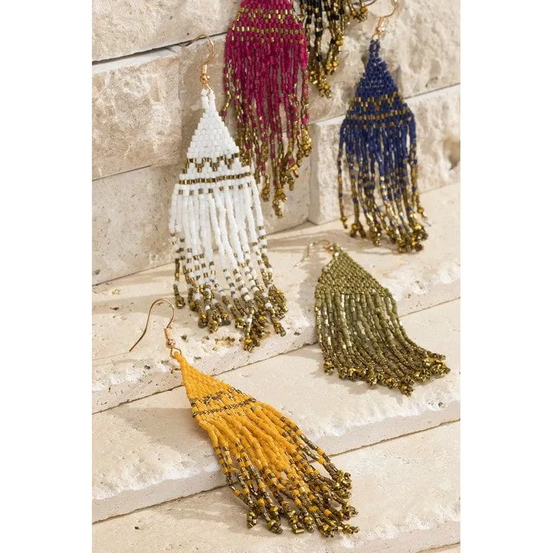 Seed Bead Tassel Earrings