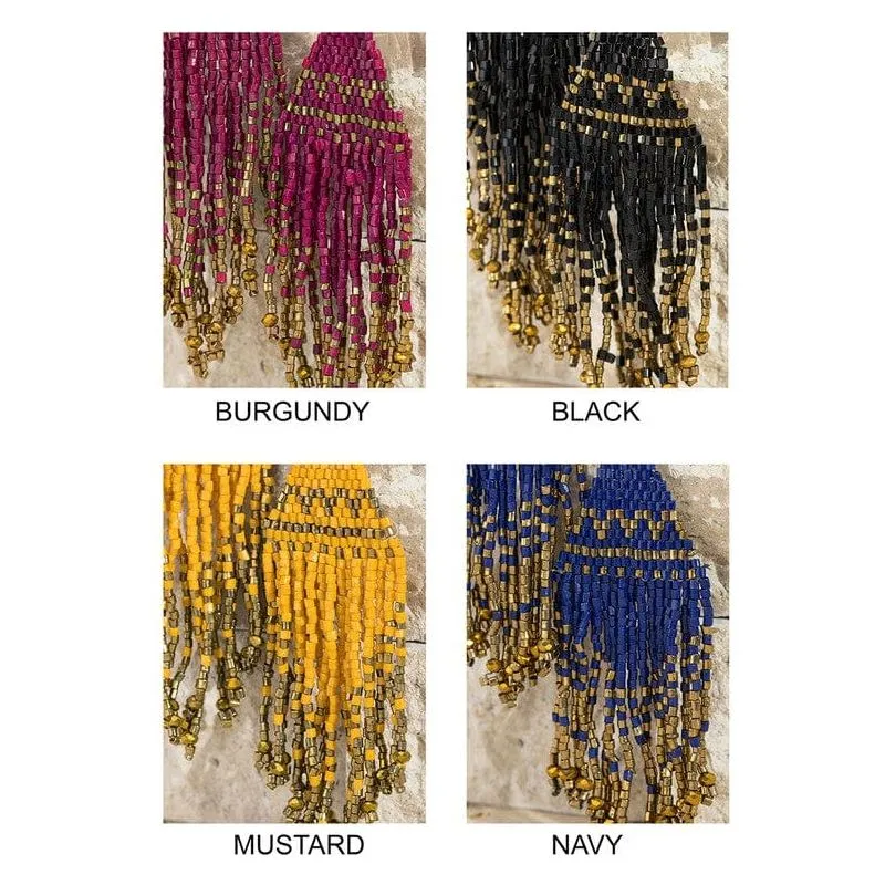 Seed Bead Tassel Earrings