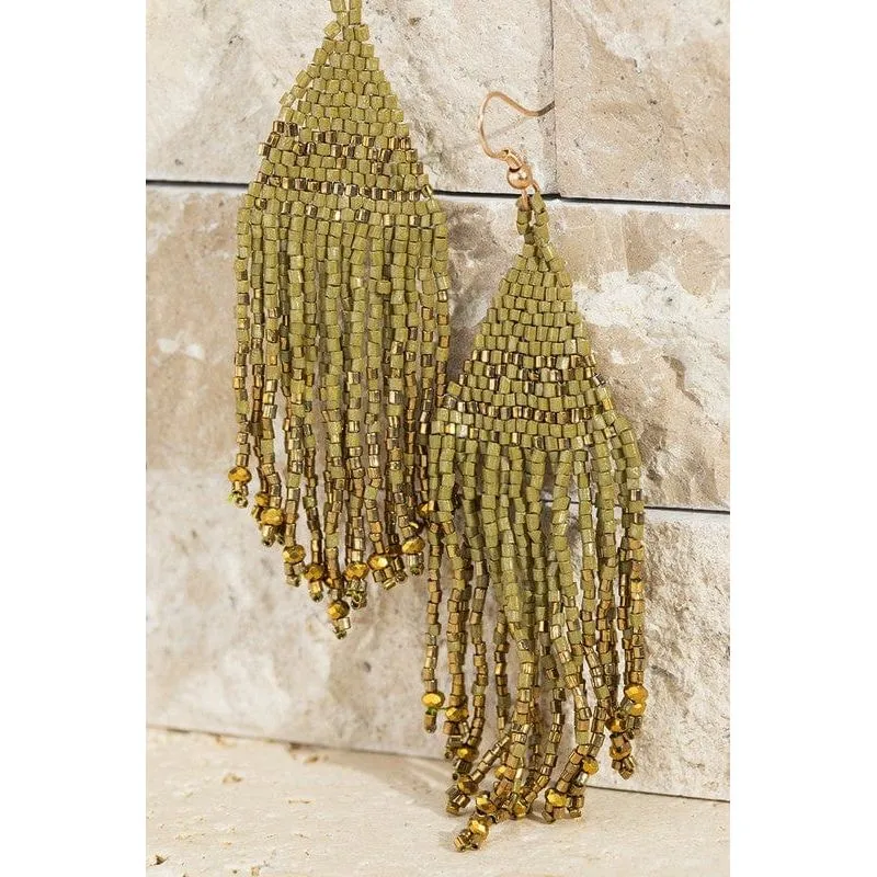 Seed Bead Tassel Earrings