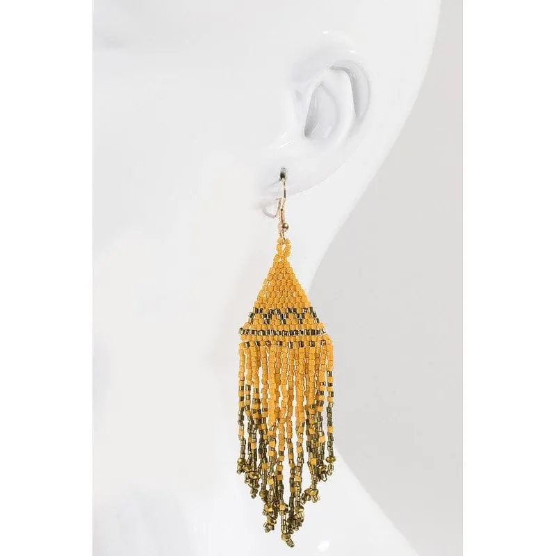 Seed Bead Tassel Earrings