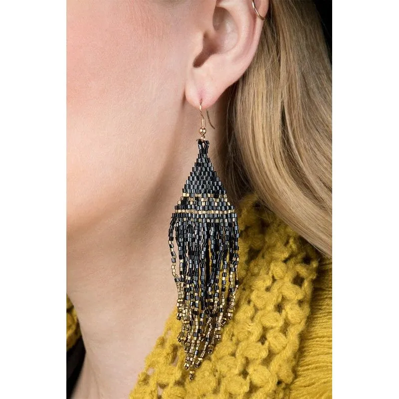 Seed Bead Tassel Earrings