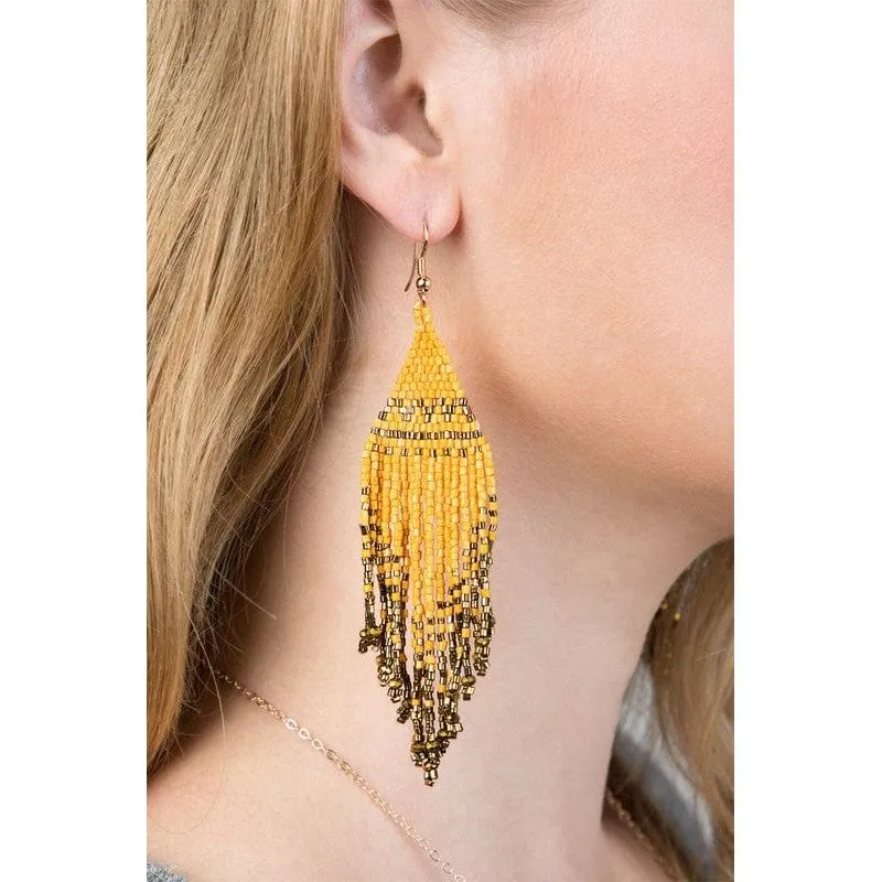 Seed Bead Tassel Earrings