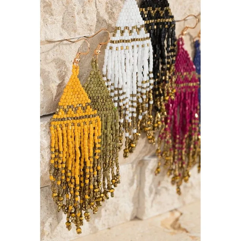 Seed Bead Tassel Earrings