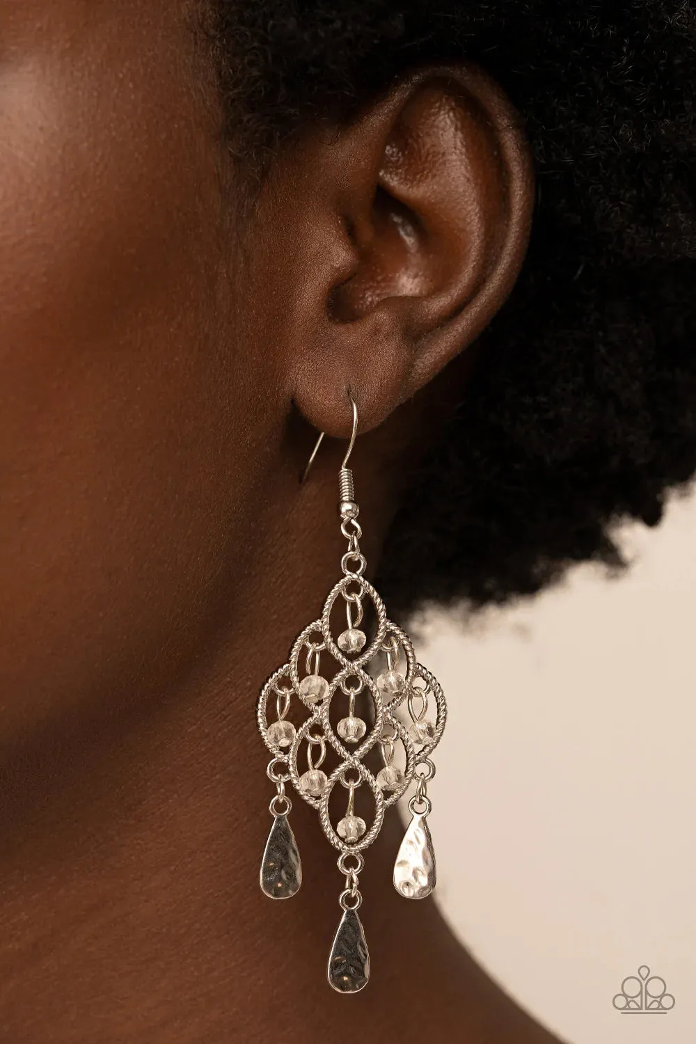 Sentimental Shimmer - White (Crystal-Like Beads) Earrings
