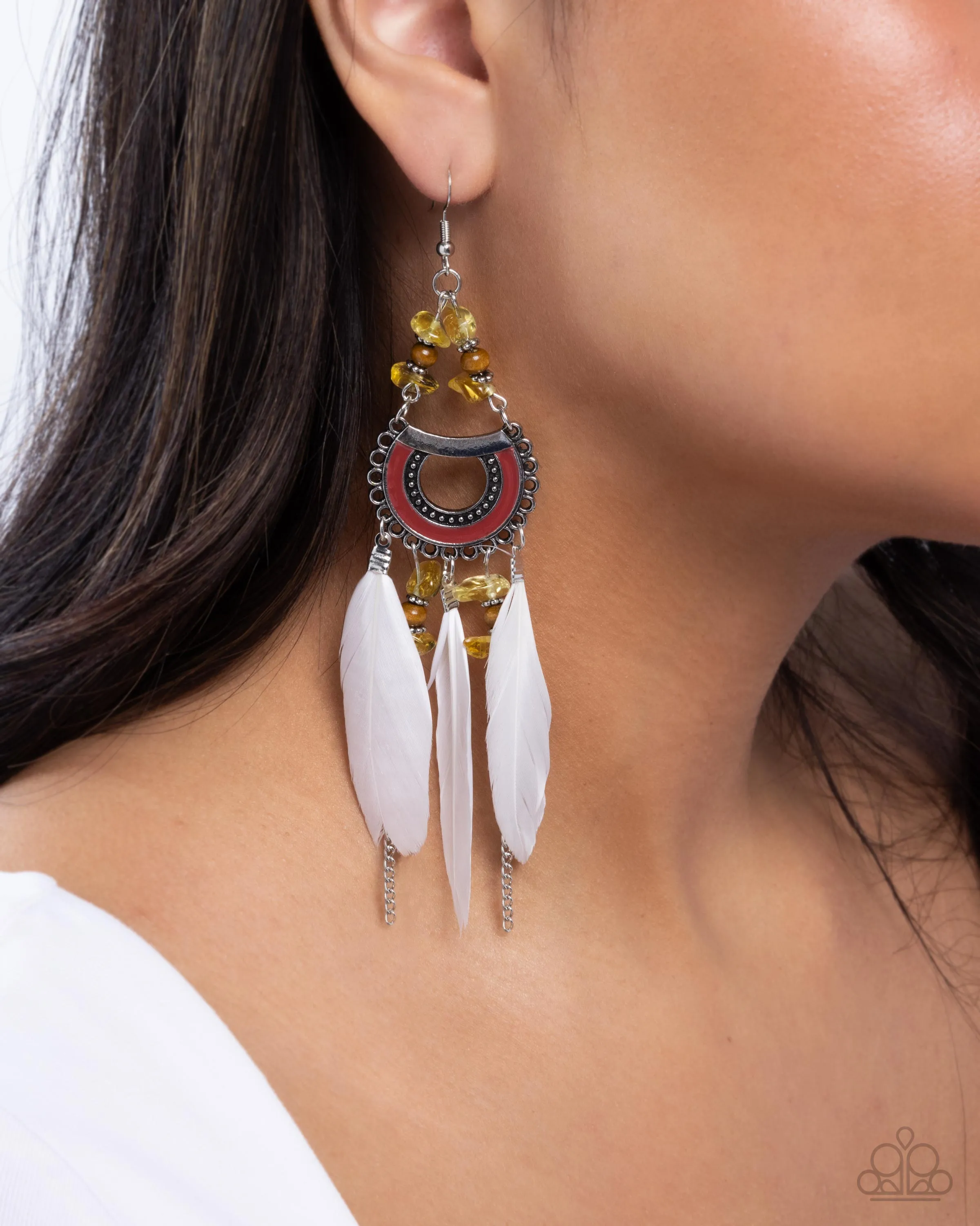 Serene Stage Yellow Earrings Paparazzi