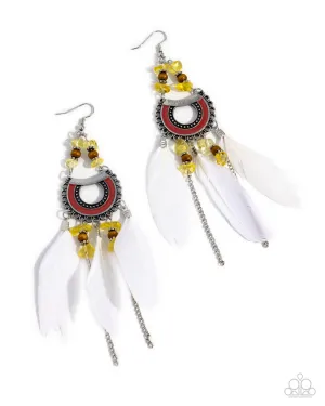 Serene Stage Yellow Earrings Paparazzi