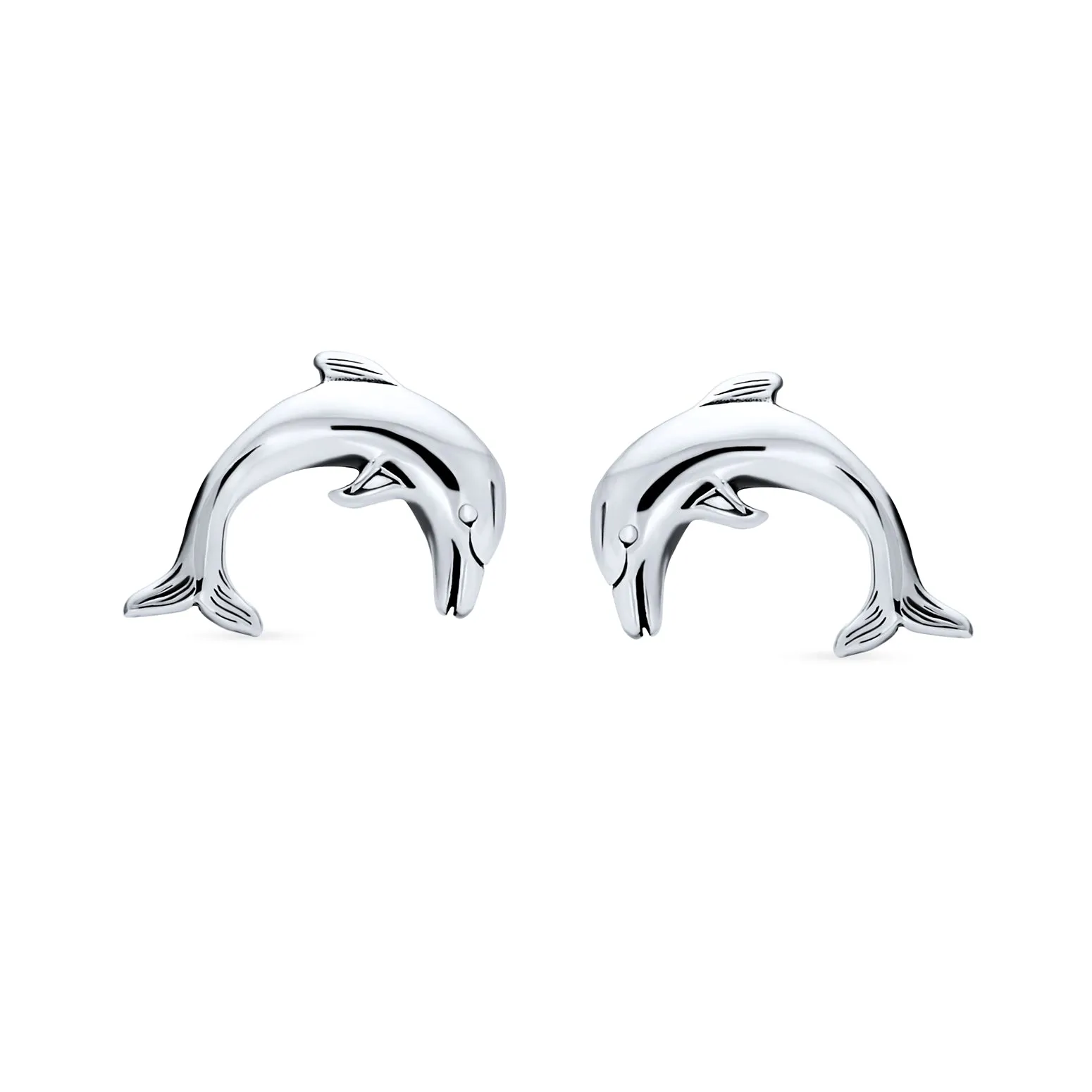 Set of 2 Hawaiian Sea Tortoise Turtle Dolphins Stud Earrings Sterling Silver