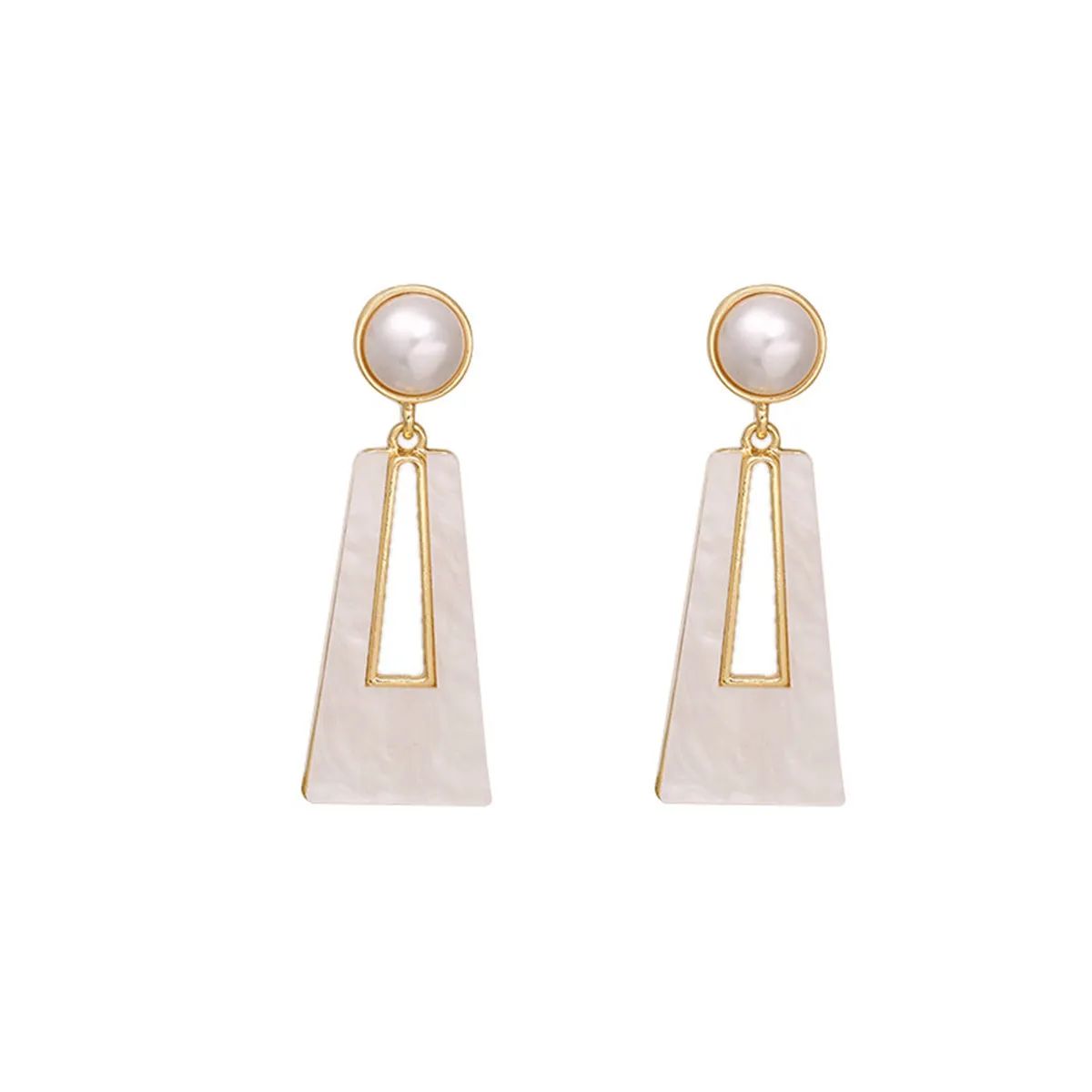 Shell & Pearl 18K Gold-Plated Trapezoid Drop Earrings