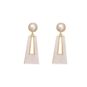 Shell & Pearl 18K Gold-Plated Trapezoid Drop Earrings