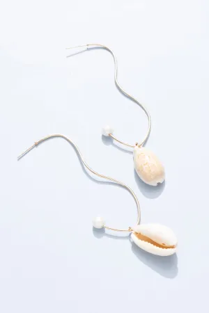 Shell and Waves Dangling Earrings