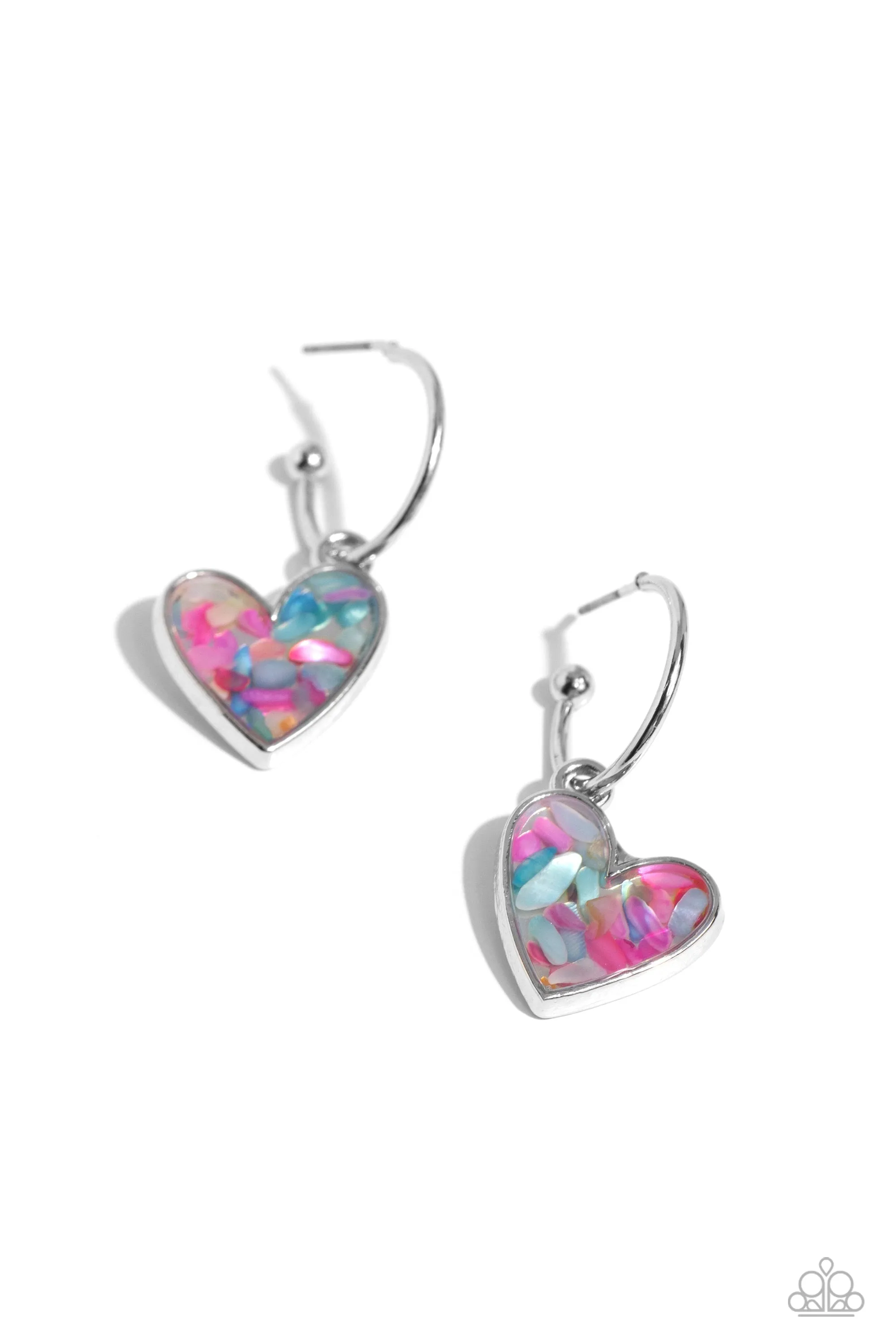 Shell Signal - Pink - Colorful Shell Paparazzi Drop Hoop Earrings