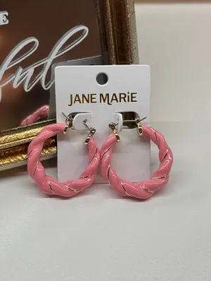Show Me The Color! Twisted Hoop Earring in Pink