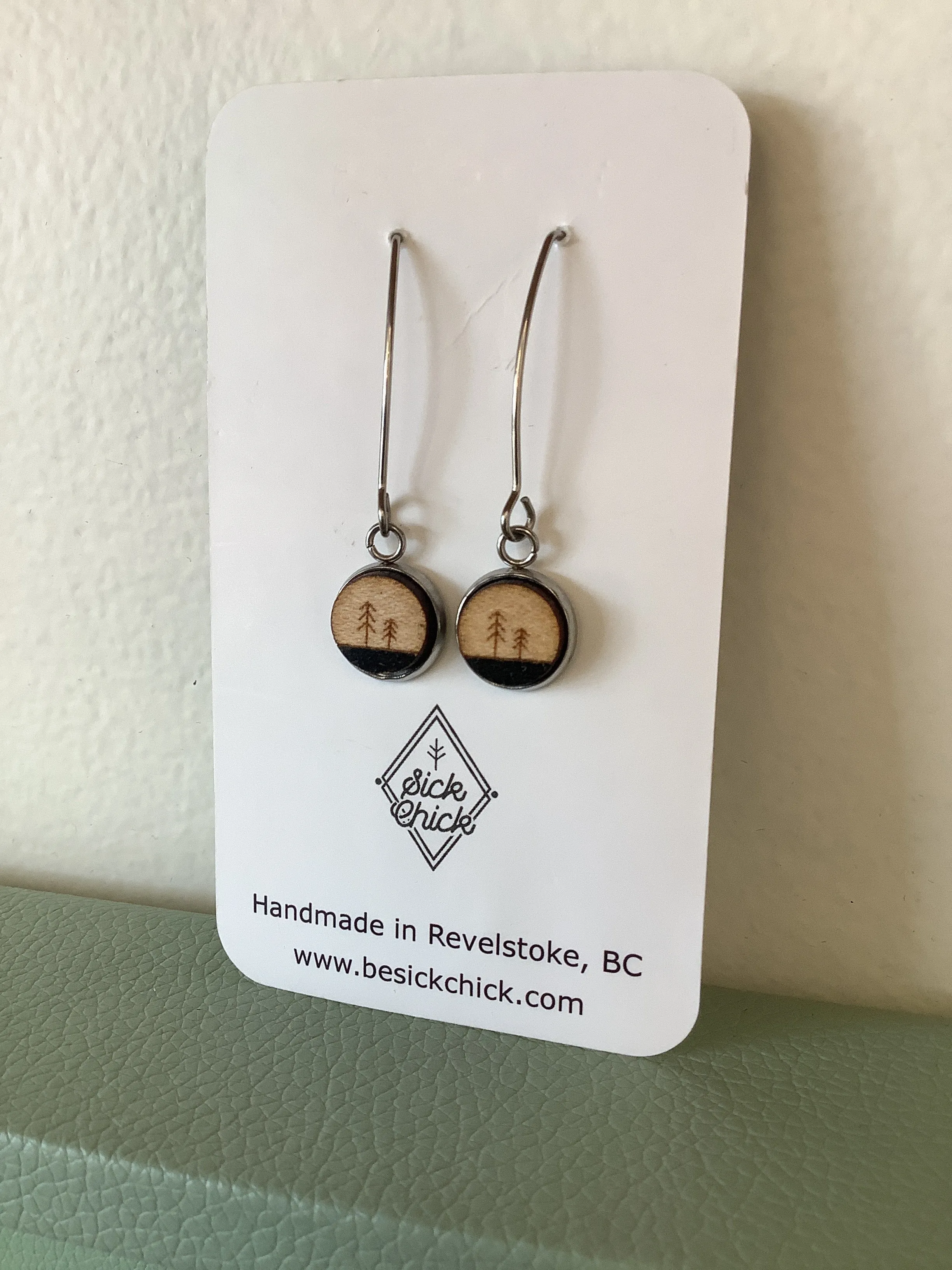 Sick Chick Small Circle Tree Dangle Earrings #4