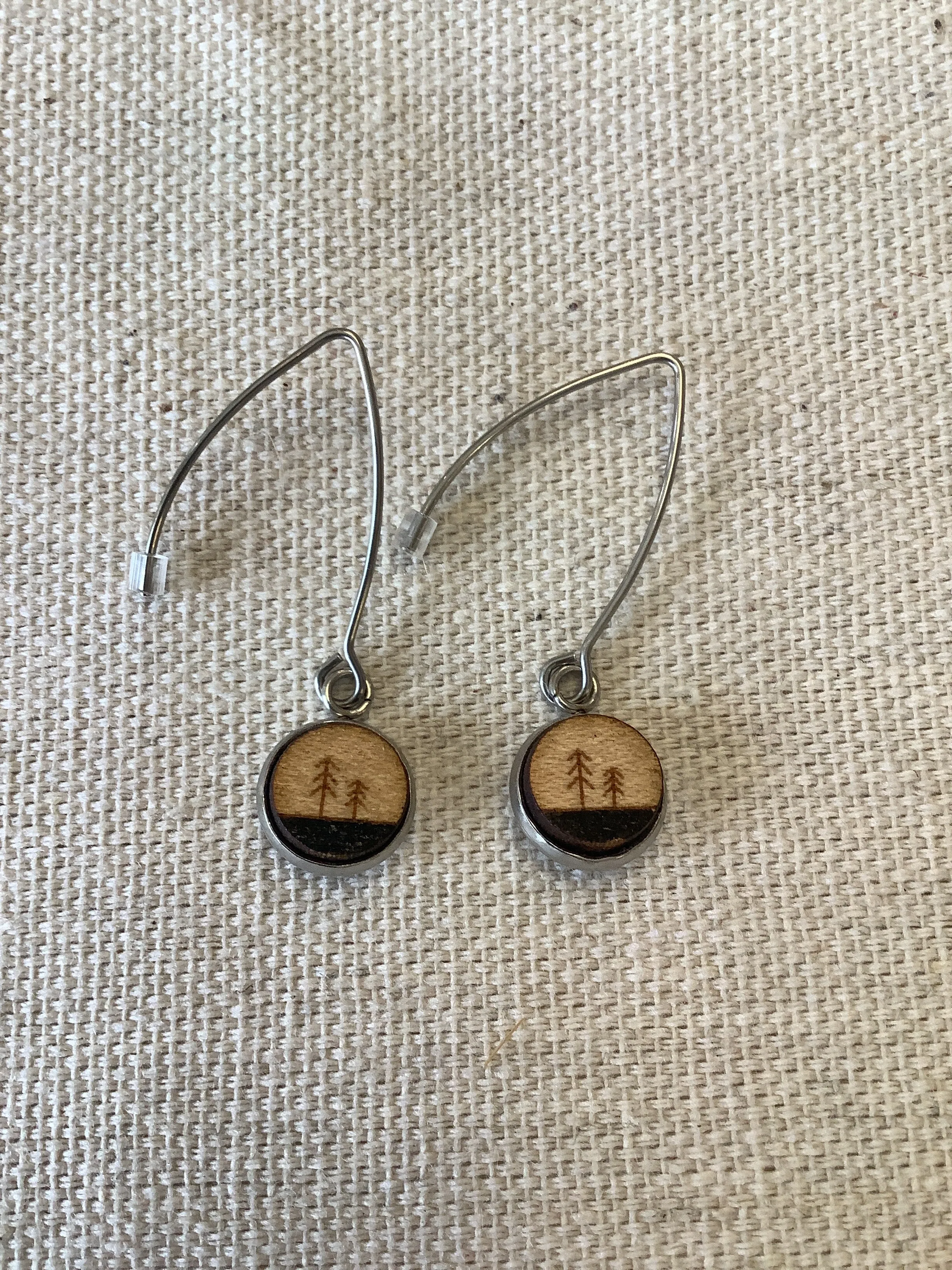 Sick Chick Small Circle Tree Dangle Earrings #4