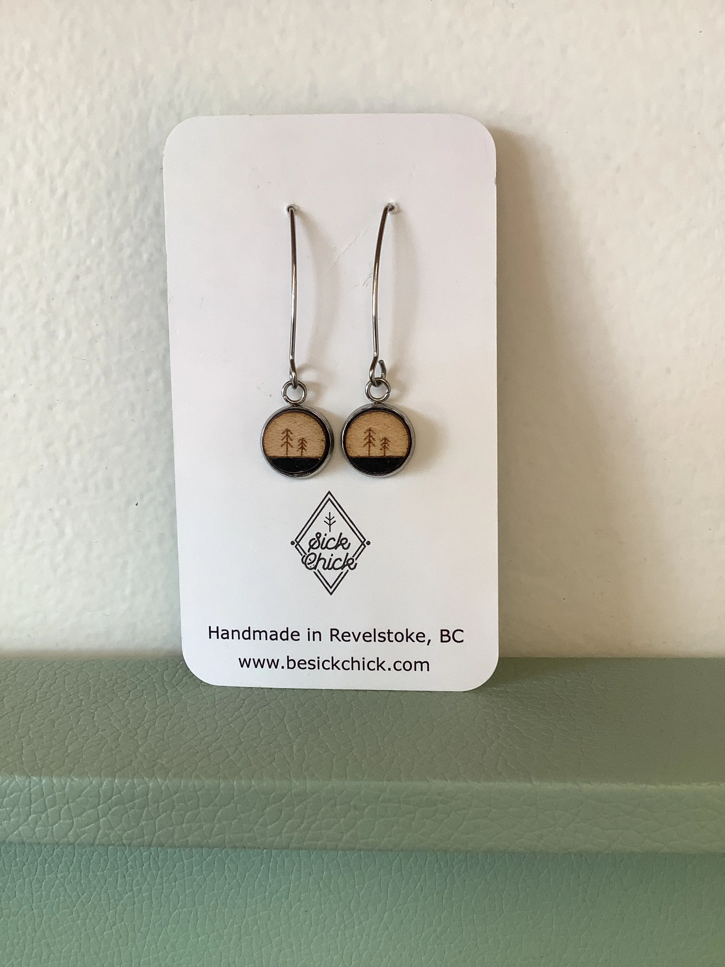 Sick Chick Small Circle Tree Dangle Earrings #4