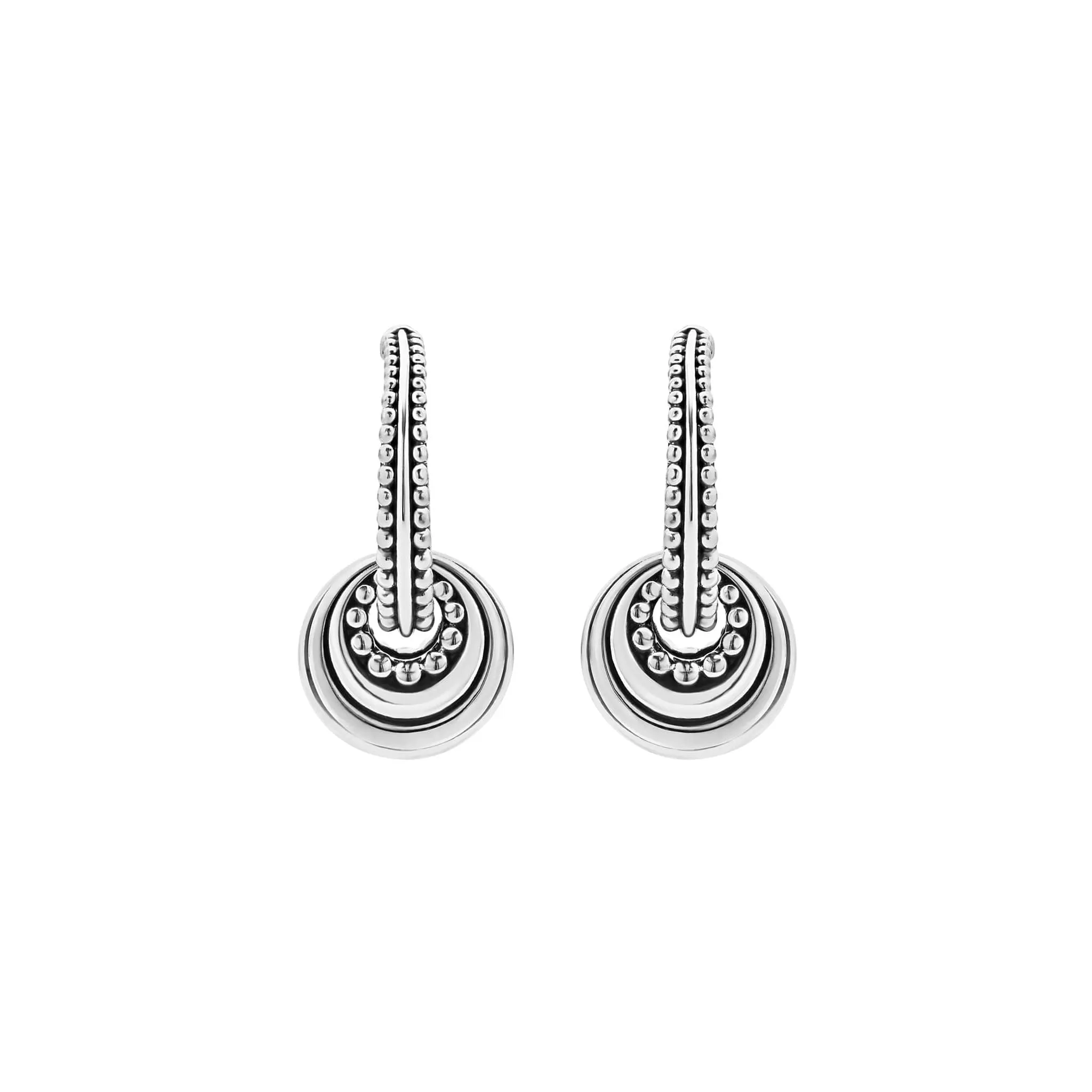 Signature Caviar Fluted Disc Beaded Hoop Earrings