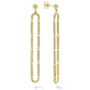 Signature Caviar Long 18K Gold Superfine Caviar Drop Earrings