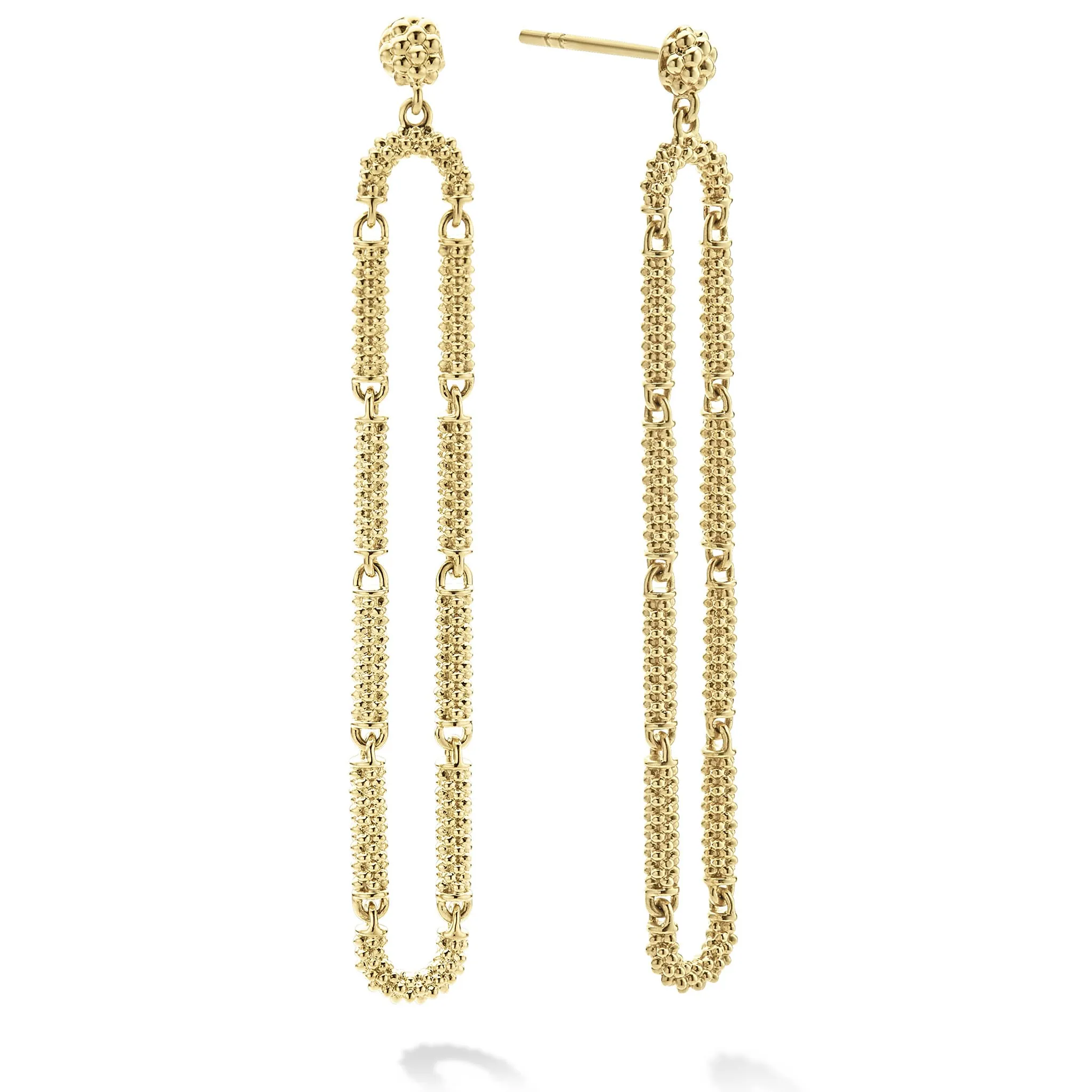 Signature Caviar Long 18K Gold Superfine Caviar Drop Earrings