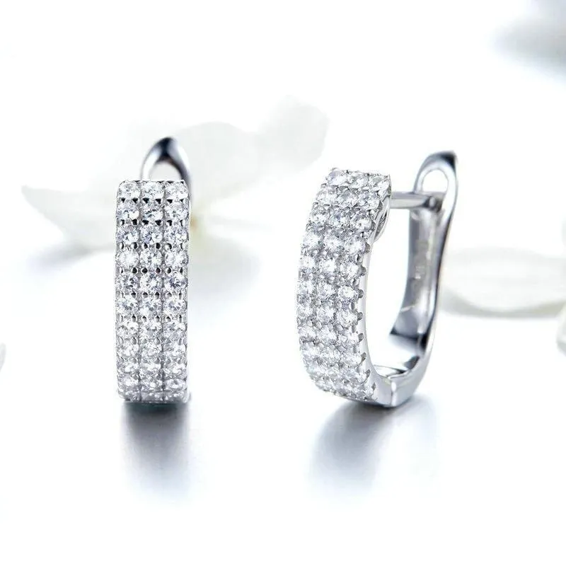 Silver and Crystal Stud Earrings