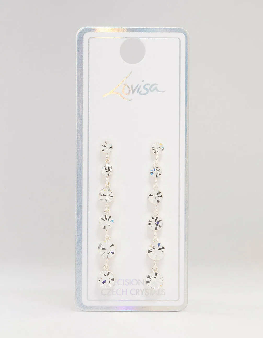 Silver Cascading Czech Crystal Drop Earrings
