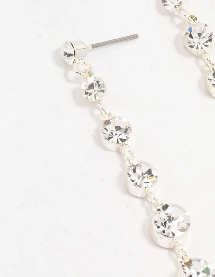 Silver Cascading Czech Crystal Drop Earrings