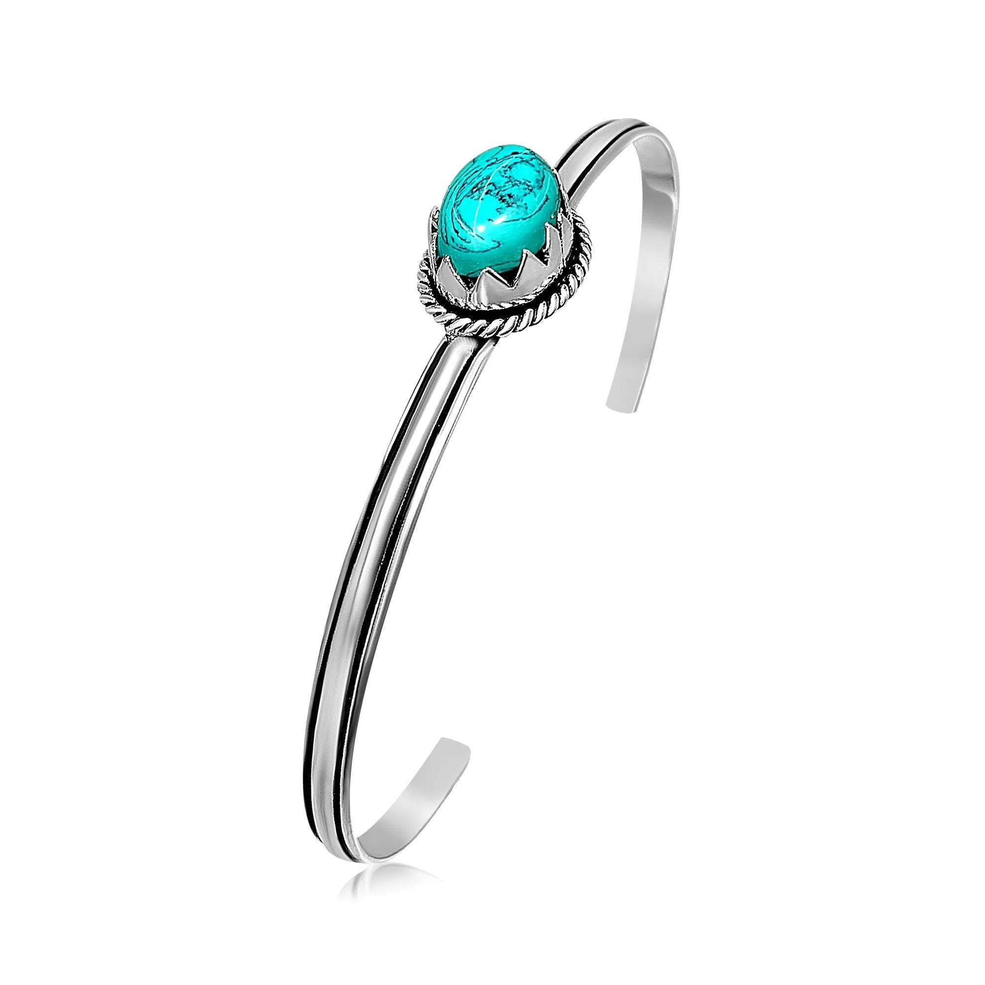 Silver color turqoise adjustable bracelet