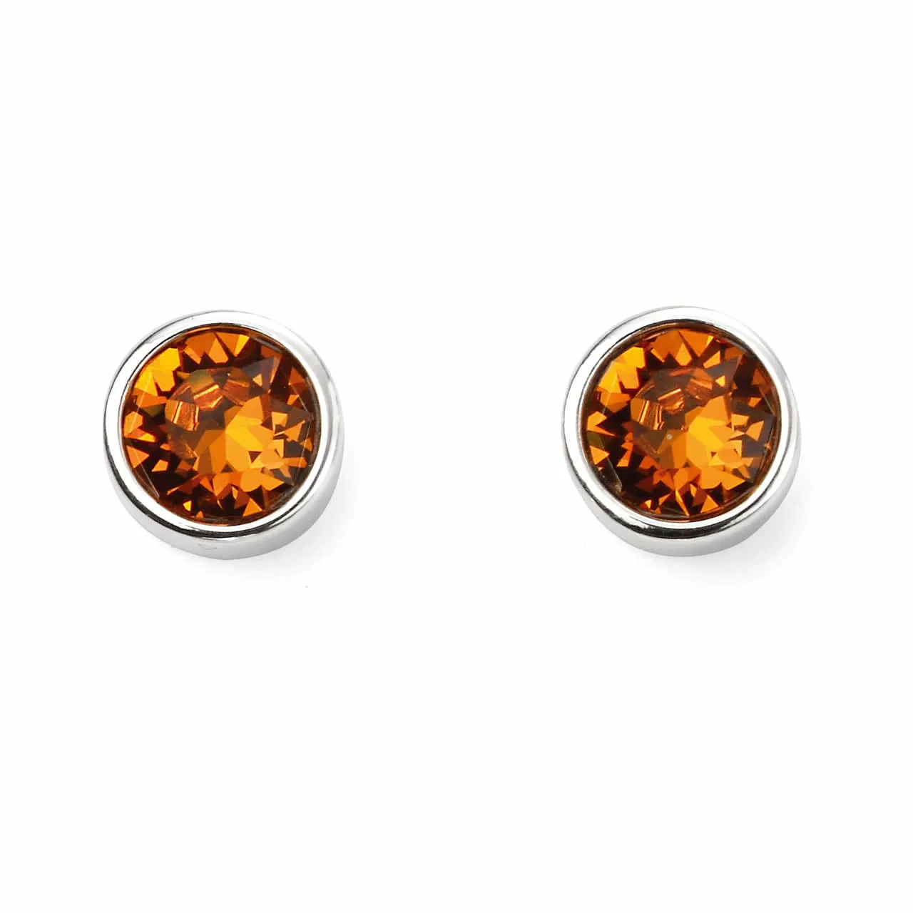 Silver Crystal Birthstone Stud Earrings (November)