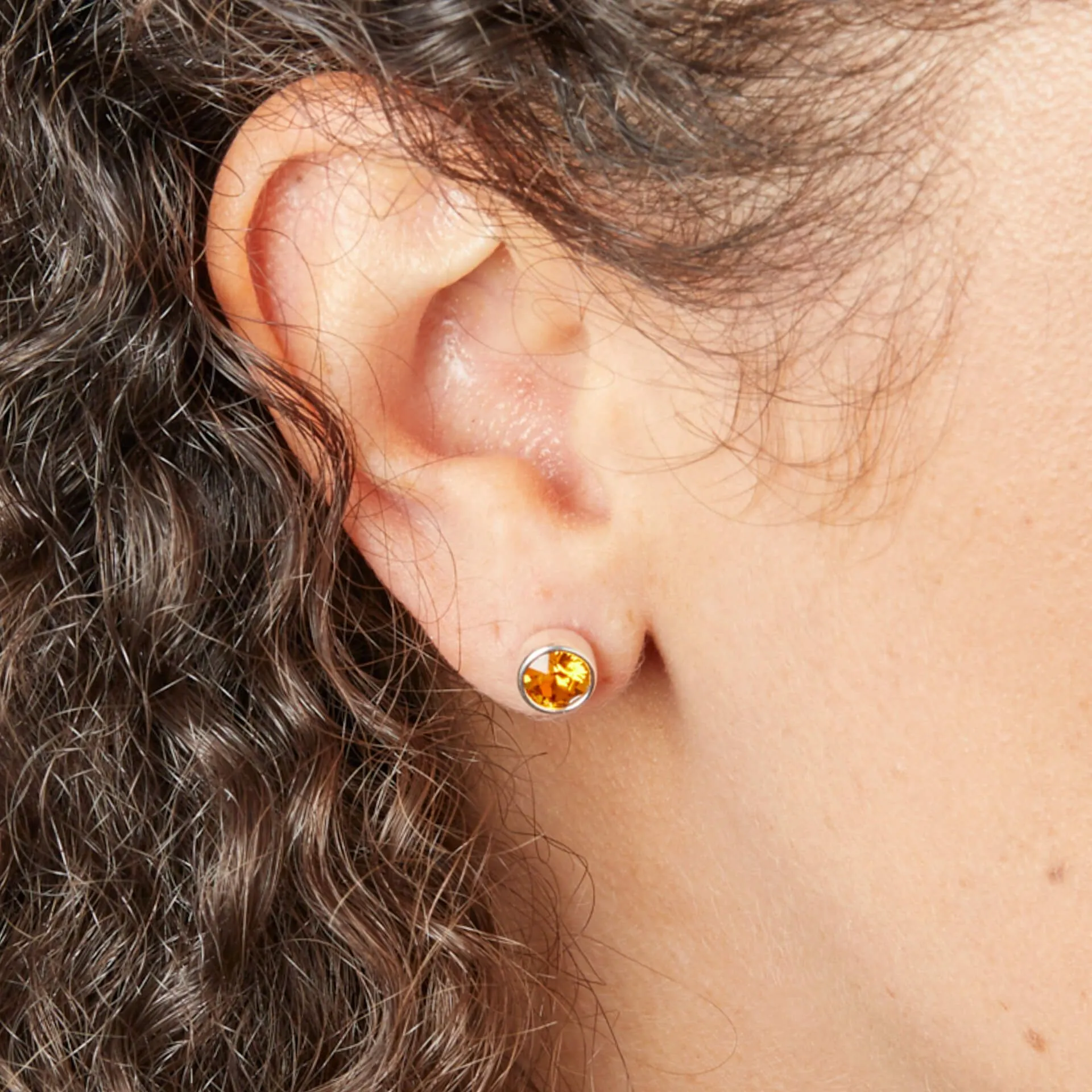Silver Crystal Birthstone Stud Earrings (November)