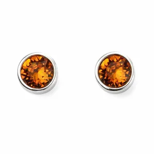 Silver Crystal Birthstone Stud Earrings (November)