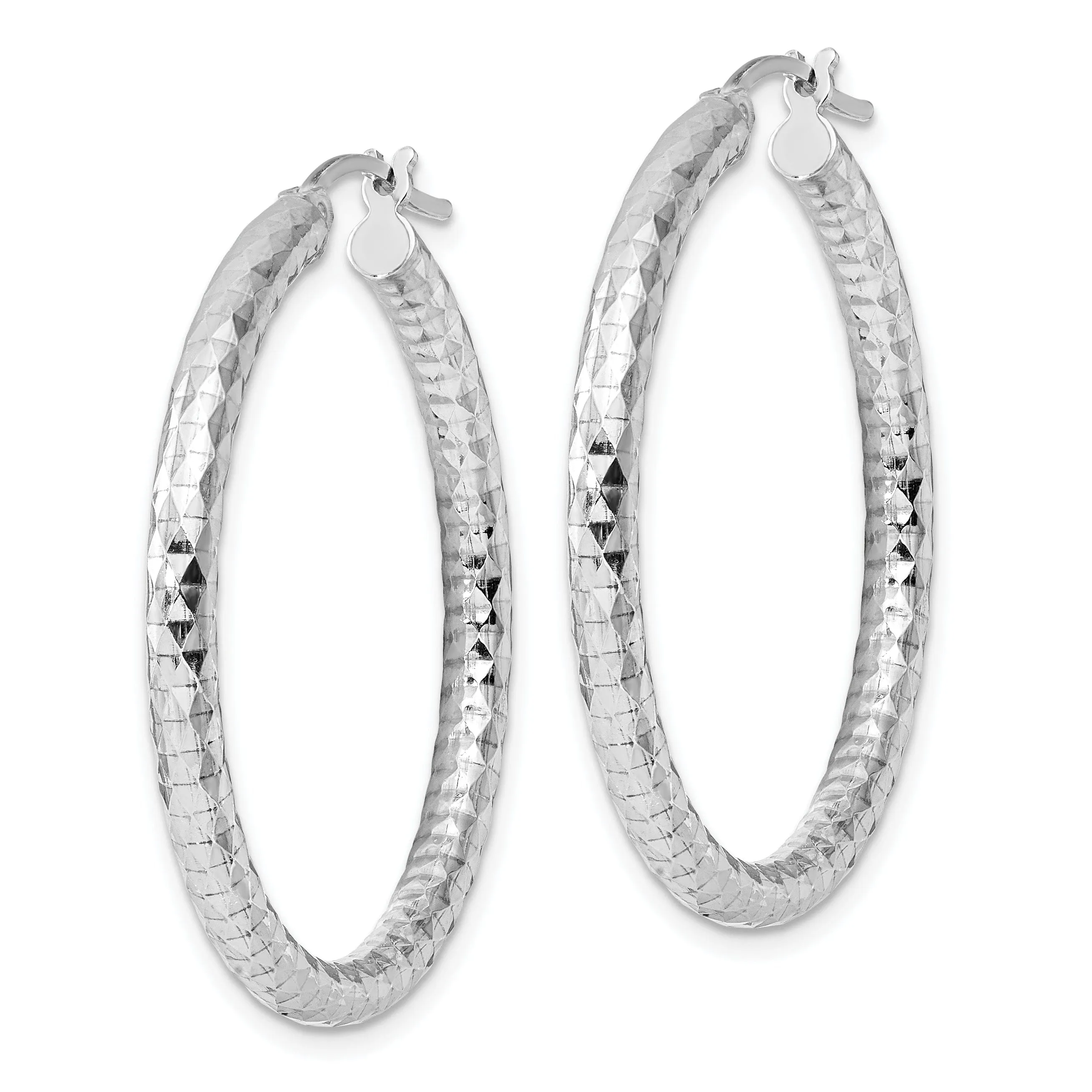Silver D.C Hollow Hoop Hinged Back Earrings