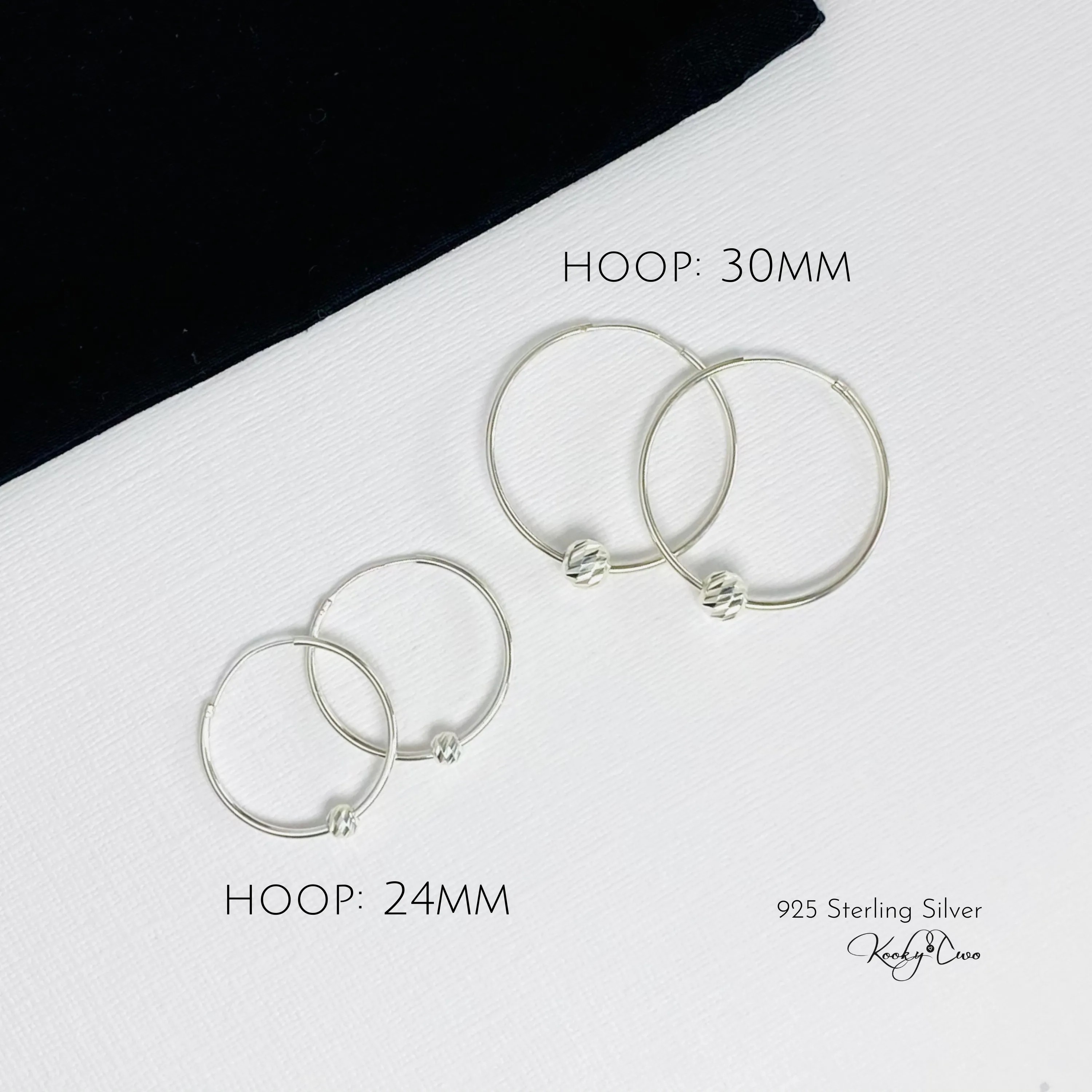 Silver Disco Bead Hoop Earrings