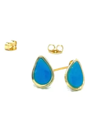 Silver Girl Teardrop Post Turquoise