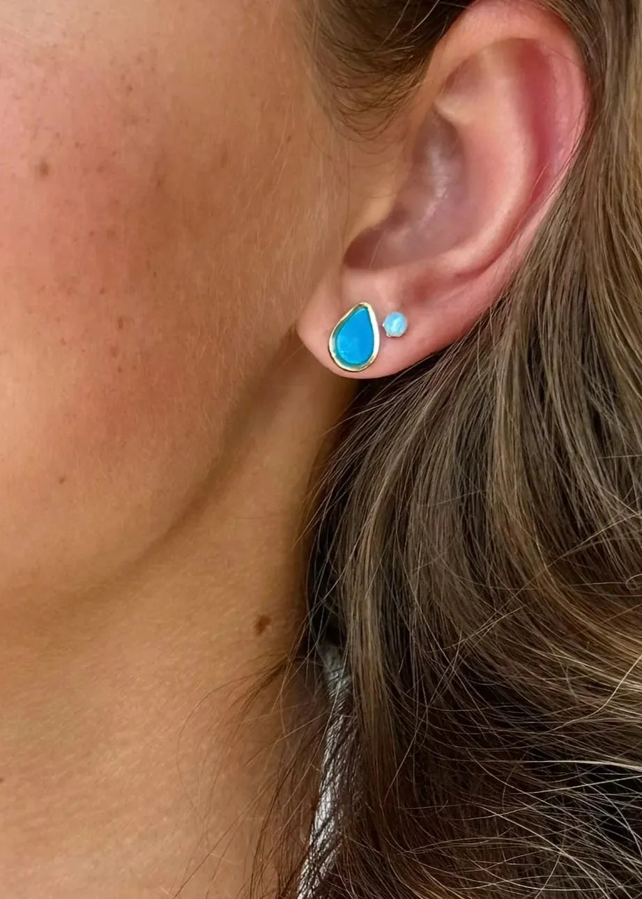 Silver Girl Teardrop Post Turquoise