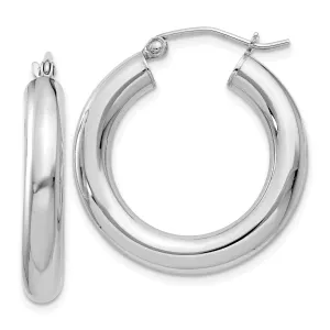 Silver Hollow Round Hoop Hinged Earrings