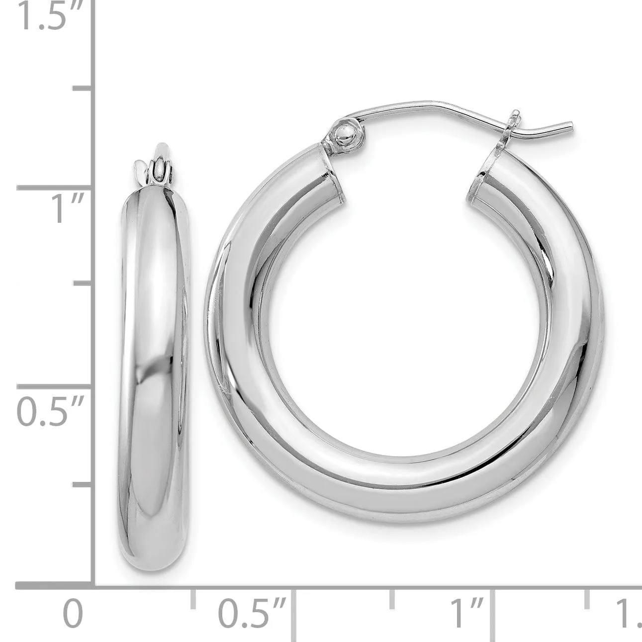 Silver Hollow Round Hoop Hinged Earrings
