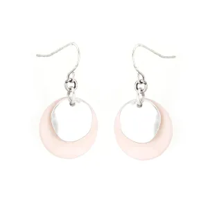 SILVER METAL WHITE SHELL ROUND EARRINGS  #SE29087 (AB7)
