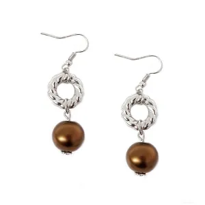 SILVER MULTI COLOR BLUE AND BROWN EARRINGS  #HNE91041_BLU-BRW (HH11)