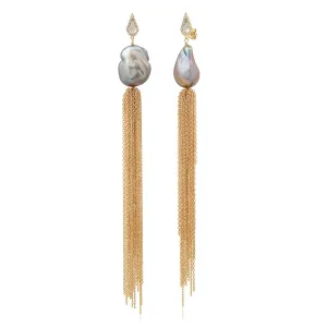 Silver Pearl Tassel Drops