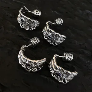 Silver Phoenix Feather Wing Earrings