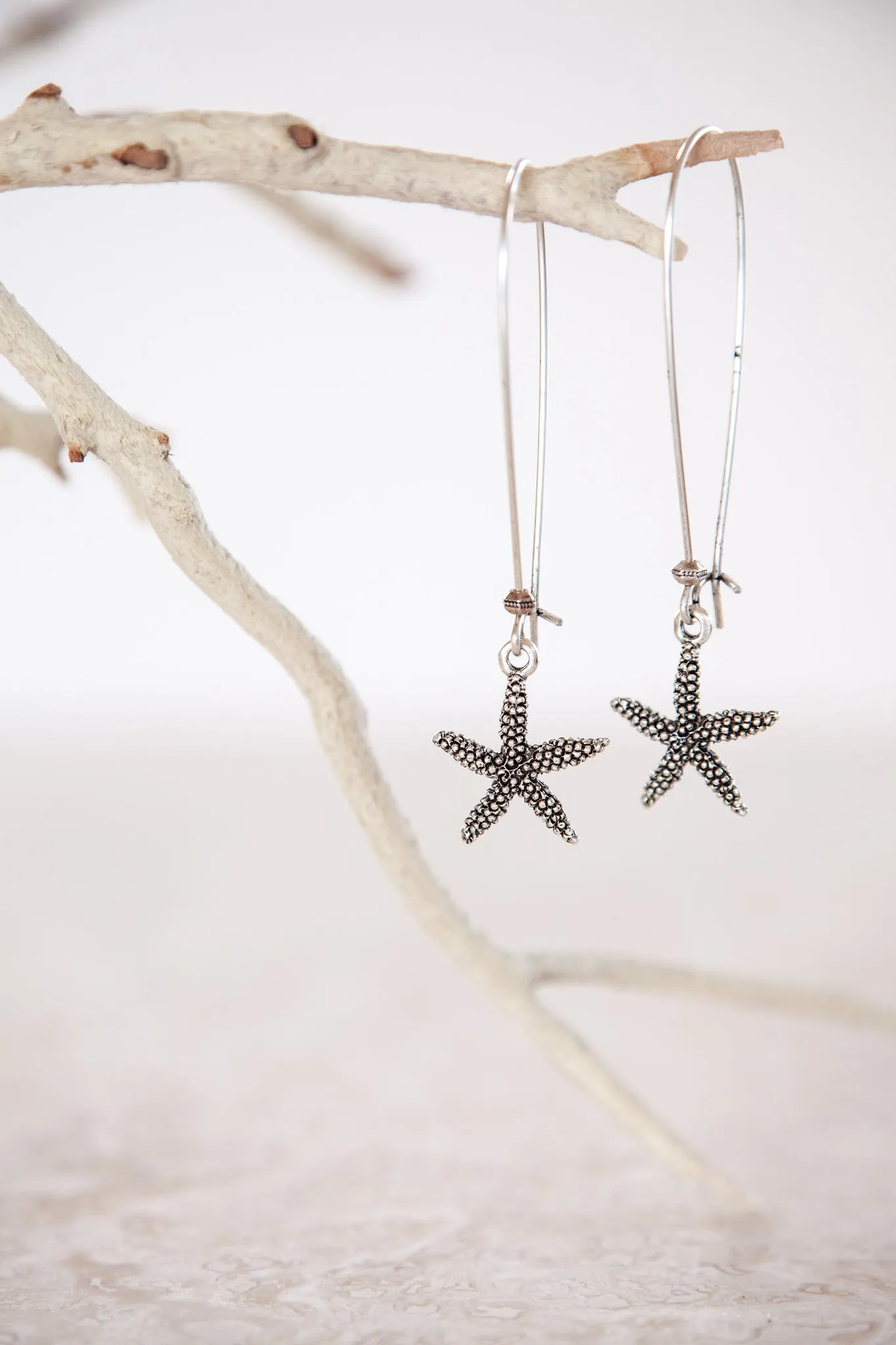 Silver Plated Pewter Starfish Earrings