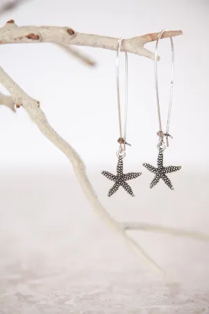 Silver Plated Pewter Starfish Earrings