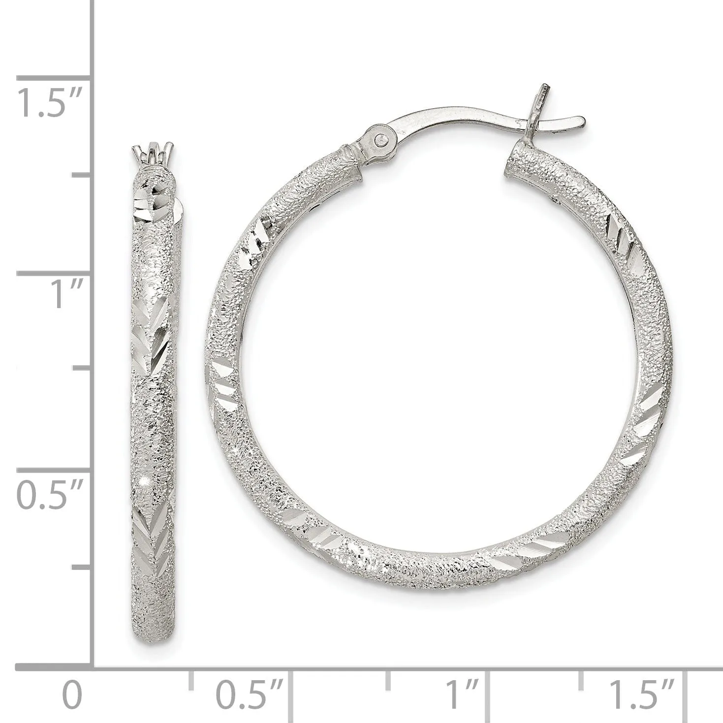 Silver Polished D.C Hollow Hinged Hoop Earrings