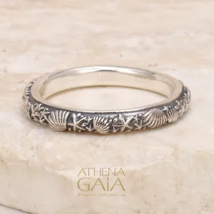 Silver Shells And Starfish Ring